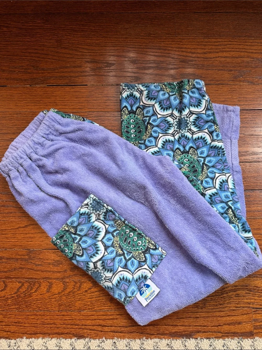 Blue & Purple Turtle mandala towel Pants